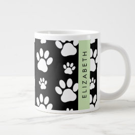 Muster, Dog Paws, Schwarz und Weiß, Ihr Name Jumbo-Tasse