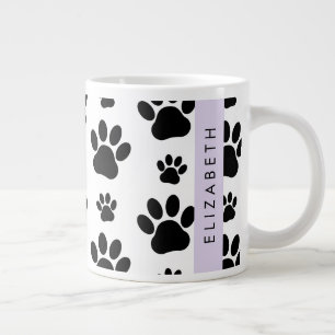 Muster, Dog Paws, Schwarz und Weiß, Ihr Name Jumbo-Tasse
