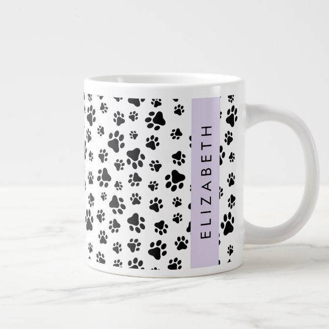 Muster, Dog Paws, Schwarz und Weiß, Ihr Name Jumbo-Tasse (Rechts)