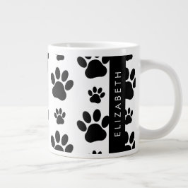Muster, Dog Paws, Schwarz und Weiß, Ihr Name Jumbo-Tasse