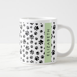 Muster, Dog Paws, Schwarz und Weiß, Ihr Name Jumbo-Tasse