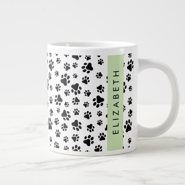 Muster, Dog Paws, Schwarz und Weiß, Ihr Name Jumbo-Tasse (Rechts)