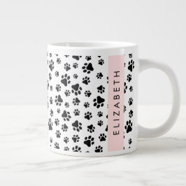 Muster, Dog Paws, Schwarz und Weiß, Ihr Name Jumbo-Tasse