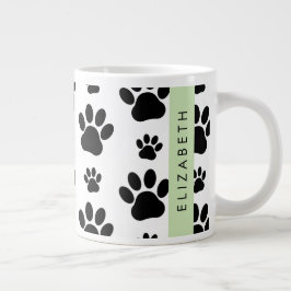 Muster, Dog Paws, Schwarz und Weiß, Ihr Name Jumbo-Tasse