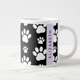 Muster, Dog Paws, Schwarz und Weiß, Ihr Name Jumbo-Tasse