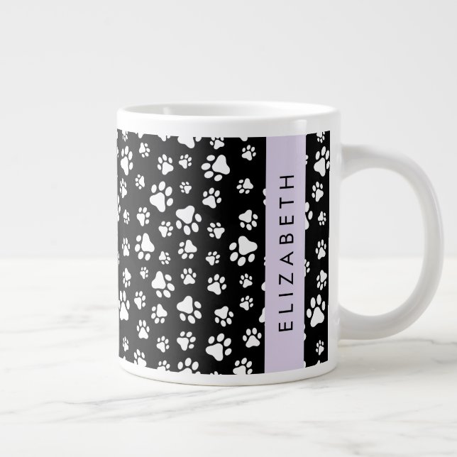 Muster, Dog Paws, Schwarz und Weiß, Ihr Name Jumbo-Tasse (Rechts)