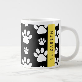 Muster, Dog Paws, Schwarz und Weiß, Ihr Name Jumbo-Tasse