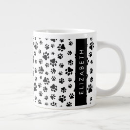 Muster, Dog Paws, Schwarz und Weiß, Ihr Name Jumbo-Tasse