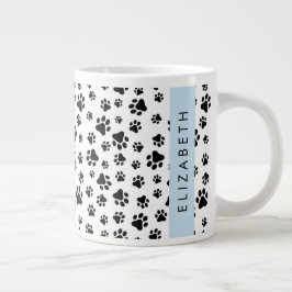 Muster, Dog Paws, Schwarz und Weiß, Ihr Name Jumbo-Tasse