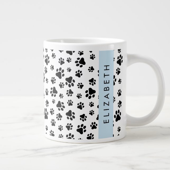 Muster, Dog Paws, Schwarz und Weiß, Ihr Name Jumbo-Tasse (Rechts)