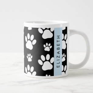 Muster, Dog Paws, Schwarz und Weiß, Ihr Name Jumbo-Tasse
