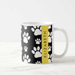 Muster, Dog Paws, Schwarz und Weiß, Ihr Name Kaffeetasse