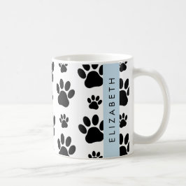 Muster, Dog Paws, Schwarz und Weiß, Ihr Name Kaffeetasse