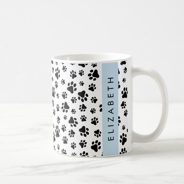 Muster, Dog Paws, Schwarz und Weiß, Ihr Name Kaffeetasse (Rechts)