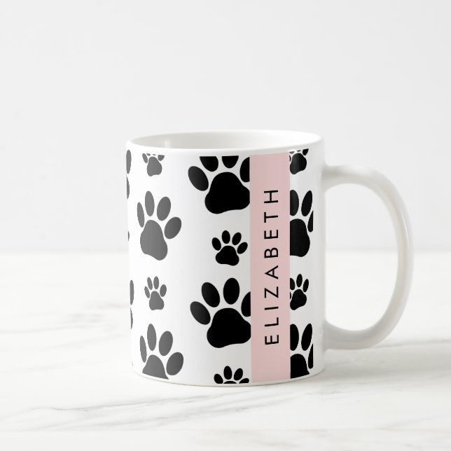 Muster, Dog Paws, Schwarz und Weiß, Ihr Name Kaffeetasse (Rechts)