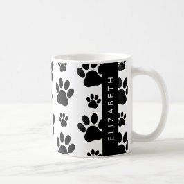 Muster, Dog Paws, Schwarz und Weiß, Ihr Name Kaffeetasse