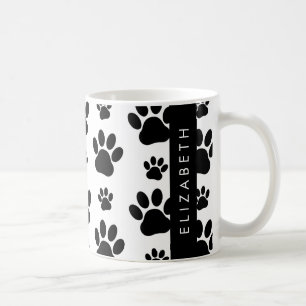 Muster, Dog Paws, Schwarz und Weiß, Ihr Name Kaffeetasse