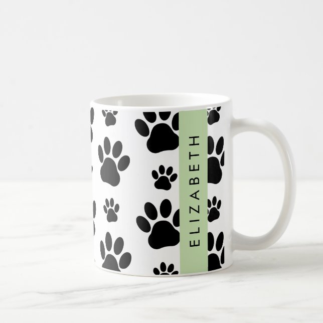 Muster, Dog Paws, Schwarz und Weiß, Ihr Name Kaffeetasse (Rechts)