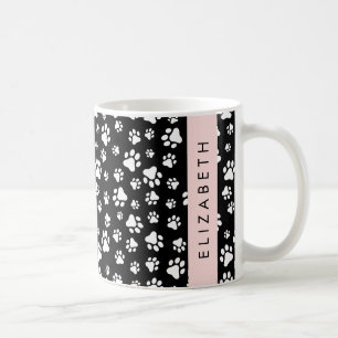 Muster, Dog Paws, Schwarz und Weiß, Ihr Name Kaffeetasse