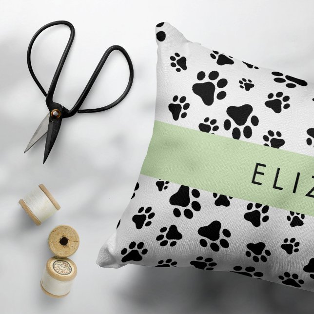 Muster, Dog Paws, Schwarz und Weiß, Ihr Name Kissenbezug (Von Creator hochgeladen)