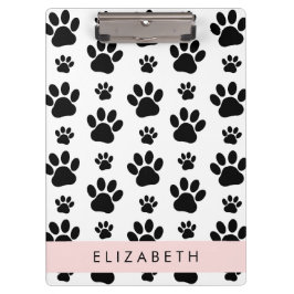 Muster, Dog Paws, Schwarz und Weiß, Ihr Name Klemmbrett