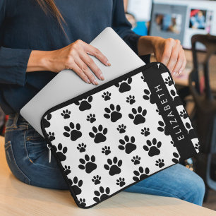 Muster, Dog Paws, Schwarz und Weiß, Ihr Name Laptopschutzhülle