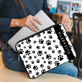 Muster, Dog Paws, Schwarz und Weiß, Ihr Name Laptopschutzhülle