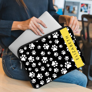 Muster, Dog Paws, Schwarz und Weiß, Ihr Name Laptopschutzhülle
