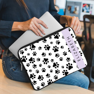 Muster, Dog Paws, Schwarz und Weiß, Ihr Name Laptopschutzhülle