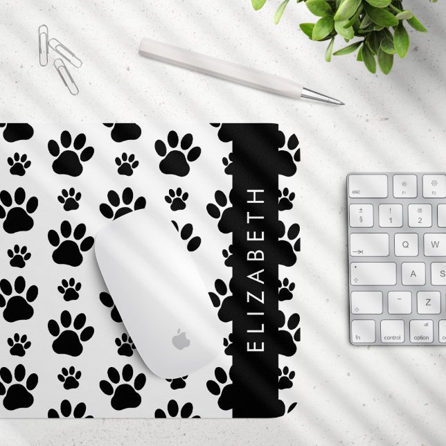 Muster, Dog Paws, Schwarz und Weiß, Ihr Name Mousepad (Von Creator hochgeladen)