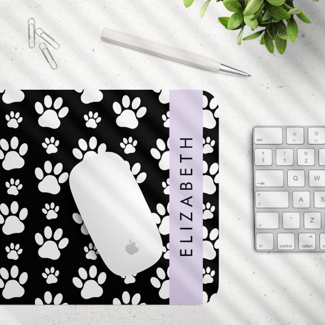 Muster, Dog Paws, Schwarz und Weiß, Ihr Name Mousepad (Von Creator hochgeladen)