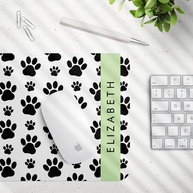 Muster, Dog Paws, Schwarz und Weiß, Ihr Name Mousepad (Von Creator hochgeladen)