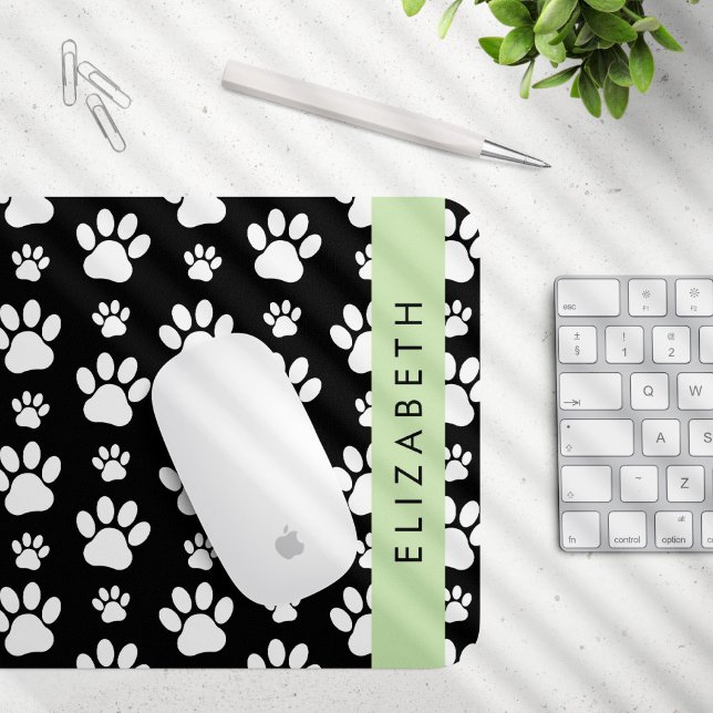 Muster, Dog Paws, Schwarz und Weiß, Ihr Name Mousepad (Von Creator hochgeladen)