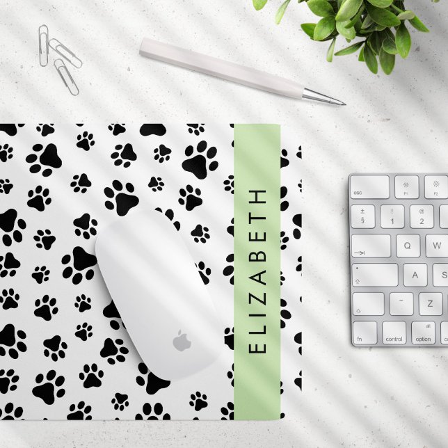 Muster, Dog Paws, Schwarz und Weiß, Ihr Name Mousepad (Von Creator hochgeladen)