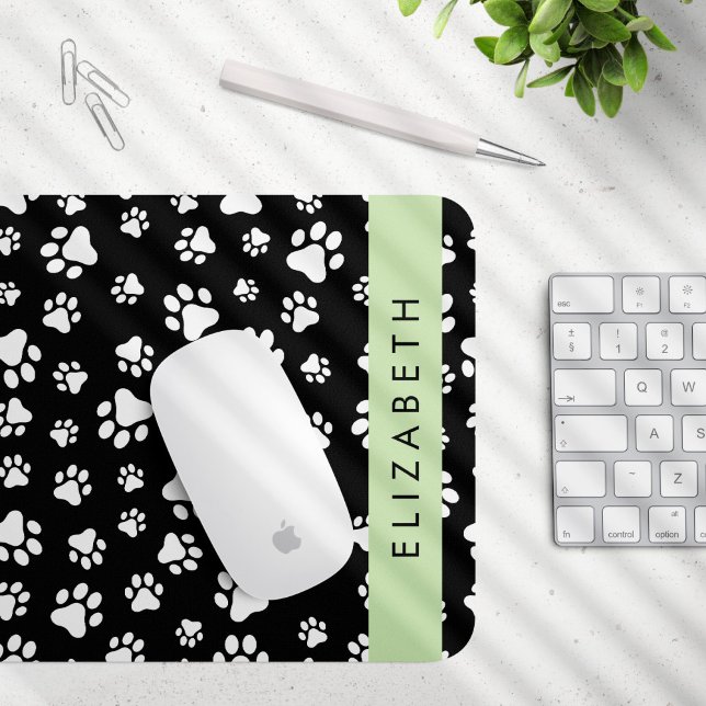 Muster, Dog Paws, Schwarz und Weiß, Ihr Name Mousepad (Von Creator hochgeladen)