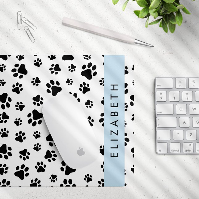 Muster, Dog Paws, Schwarz und Weiß, Ihr Name Mousepad (Von Creator hochgeladen)