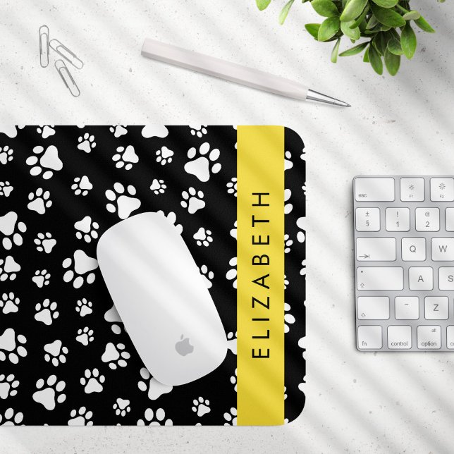 Muster, Dog Paws, Schwarz und Weiß, Ihr Name Mousepad (Von Creator hochgeladen)