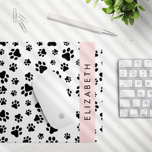 Muster, Dog Paws, Schwarz und Weiß, Ihr Name Mousepad (Von Creator hochgeladen)