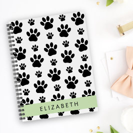 Muster, Dog Paws, Schwarz und Weiß, Ihr Name Notizbuch