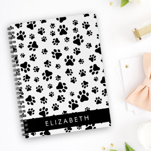 Muster, Dog Paws, Schwarz und Weiß, Ihr Name Notizbuch