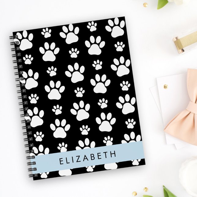 Muster, Dog Paws, Schwarz und Weiß, Ihr Name Planer (Von Creator hochgeladen)
