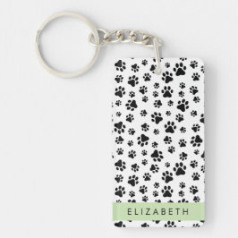 Muster, Dog Paws, Schwarz und Weiß, Ihr Name Schlüsselanhänger