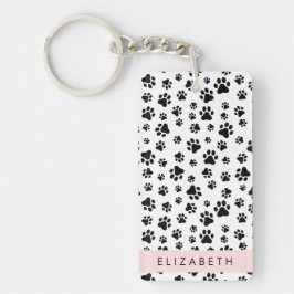 Muster, Dog Paws, Schwarz und Weiß, Ihr Name Schlüsselanhänger