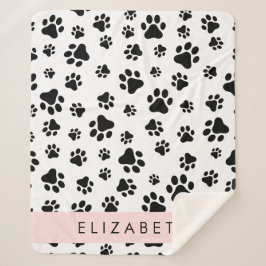 Muster, Dog Paws, Schwarz und Weiß, Ihr Name Sherpadecke