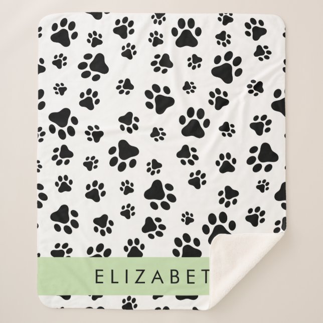 Muster, Dog Paws, Schwarz und Weiß, Ihr Name Sherpadecke (Vorderseite)