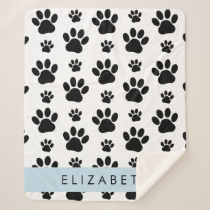 Muster, Dog Paws, Schwarz und Weiß, Ihr Name Sherpadecke