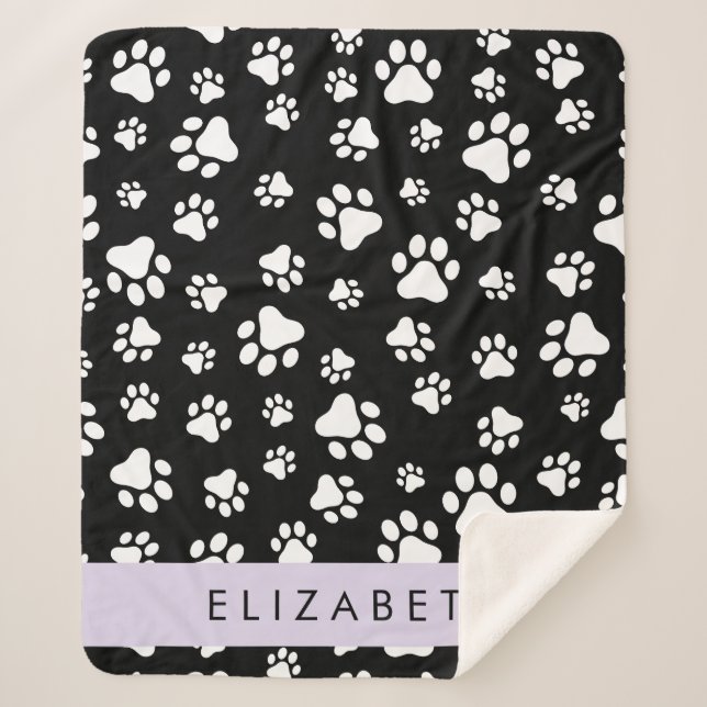 Muster, Dog Paws, Schwarz und Weiß, Ihr Name Sherpadecke (Vorderseite)
