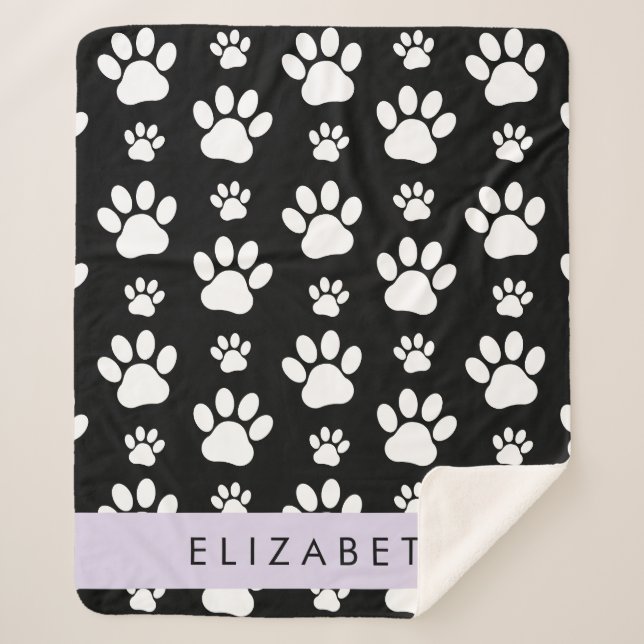 Muster, Dog Paws, Schwarz und Weiß, Ihr Name Sherpadecke (Vorderseite)