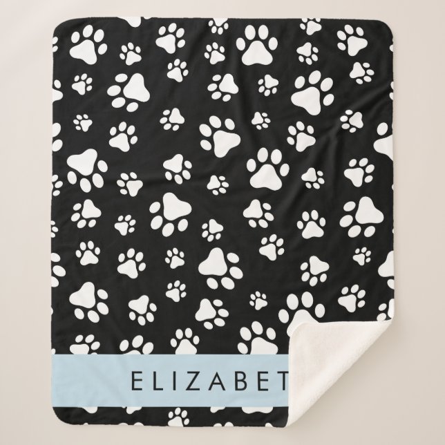 Muster, Dog Paws, Schwarz und Weiß, Ihr Name Sherpadecke (Vorderseite)