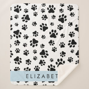 Muster, Dog Paws, Schwarz und Weiß, Ihr Name Sherpadecke